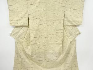 アンティーク　よろけ横段模様織出し手織り紬着物